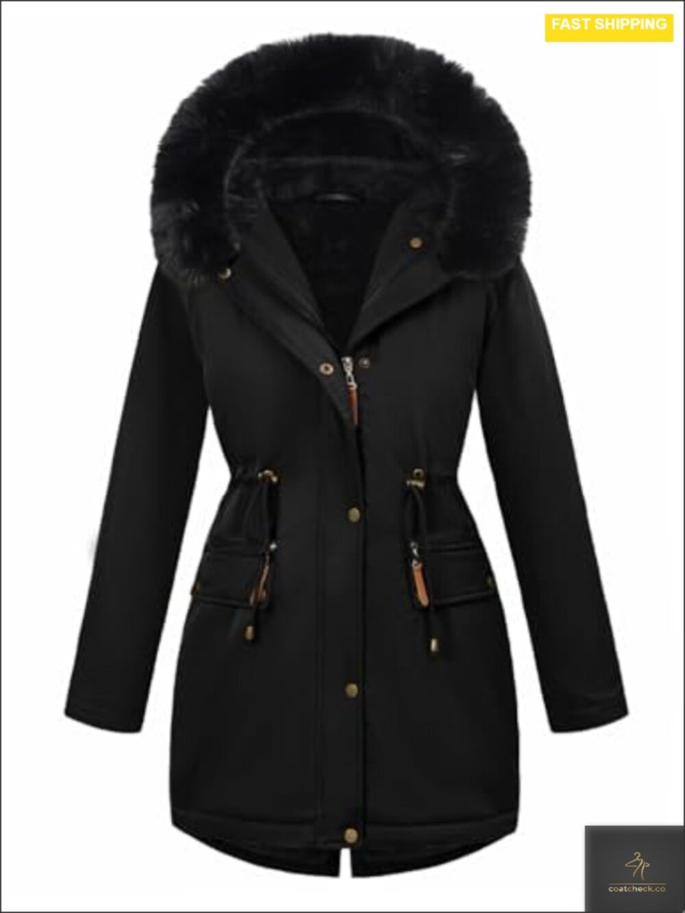 Women's Fleece Lined Water-Repellent Zip Up Parka Winter Coat